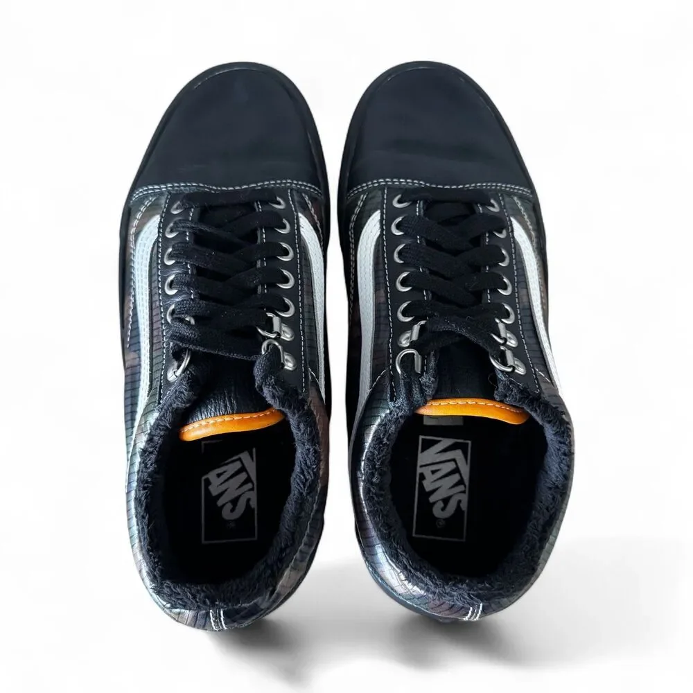 Vans Old Skool Camo Leather Low Skate Shoes Black Mens 8.5 Women's 10